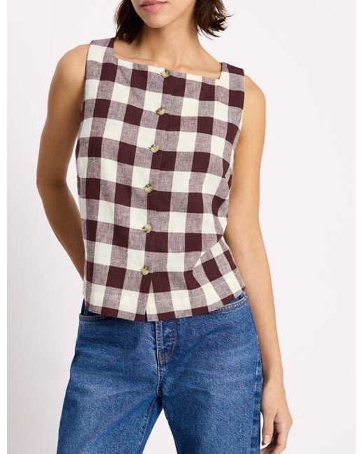 Albaray Blue Gingham Button Top