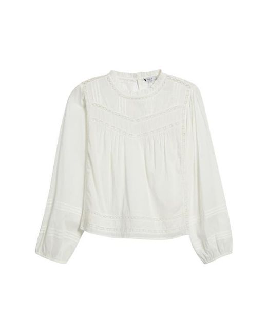 Rails White Reyna Lace Inset Cotton Peasant Top
