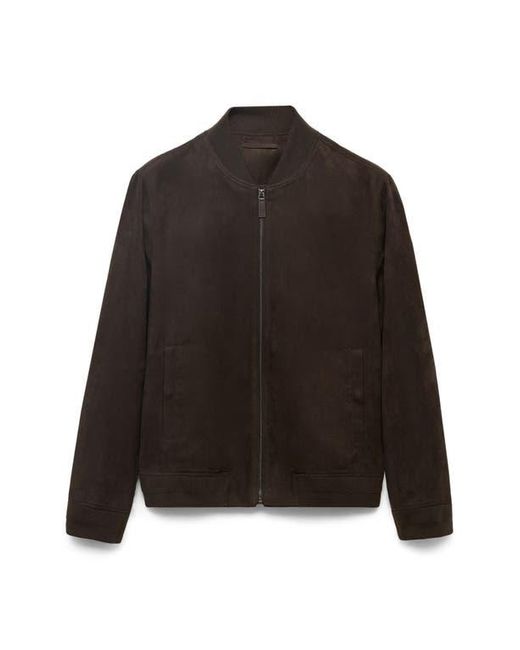 Mango Black Faux Suede Bomber Jacket for men