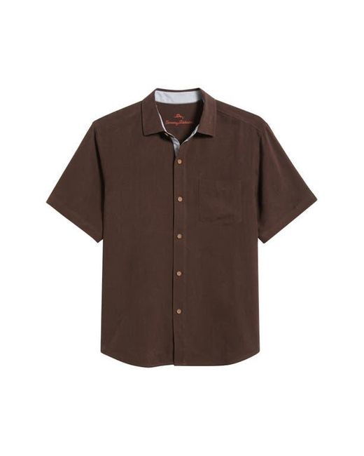Tommy Bahama Black Better With Age Short Sleeve Silk Graphic Button-Up Shirt for men