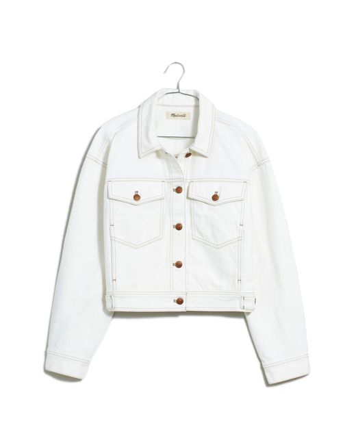 Madewell White Button Front Denim Jacket