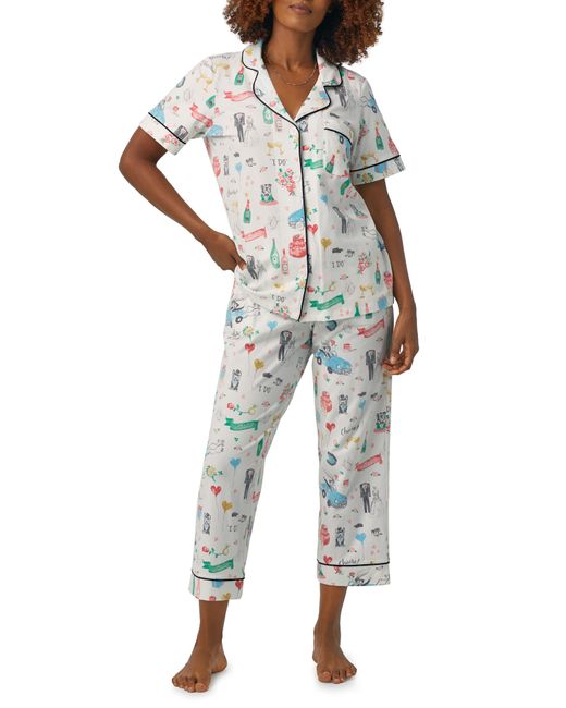 Bedhead Multicolor Print Stretch Organic Cotton Jersey Crop Pajamas