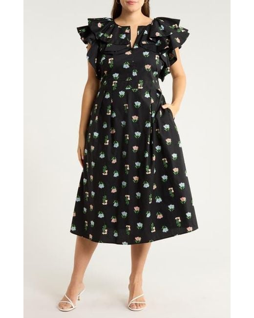 Sugarlips Women's Black Mayrel Floral Print Maxi Dress