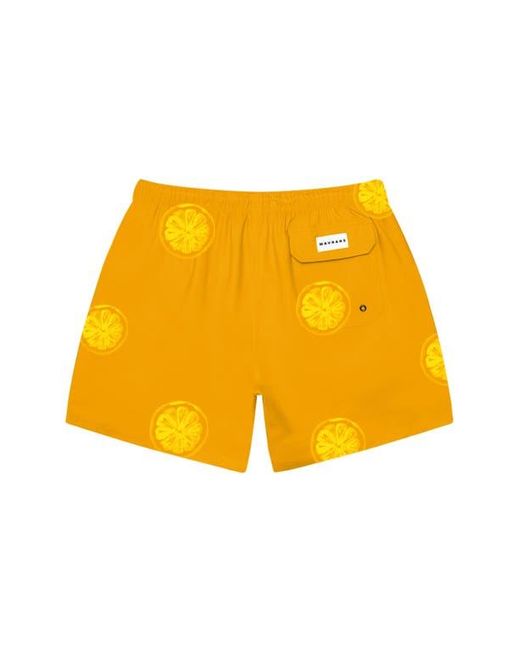 MAVRANS Yellow Print Swim Trunks for men