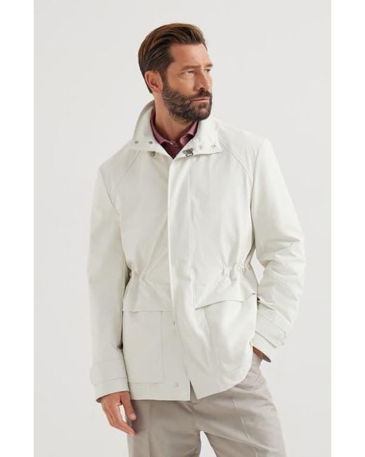 【BRUNELLO CUCINELLI】オフホワイト 麻素材 ジャケット Brunello Cucinelli Field Jacket in White for Men | Lyst