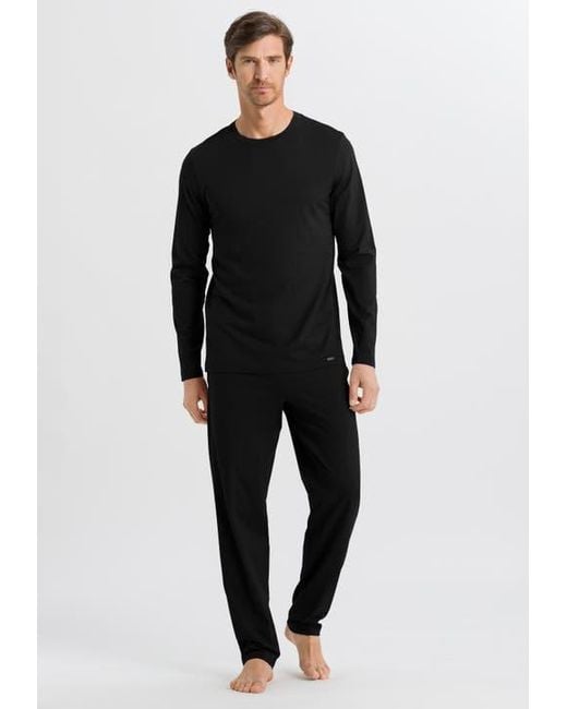 Hanro Black Night And Day Cotton Drawstring Pants for men