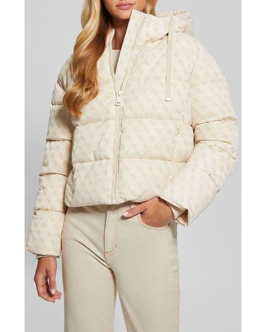 Guess Natural Daisy Flock Logo Puffer Coat