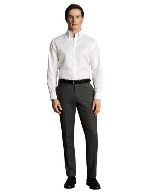 Charles Tyrwhitt Gray Stretch Wool Trousers for men