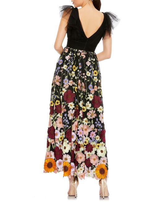 Mac Duggal Multicolor Embroidered Floral Tulle Cocktail Dress