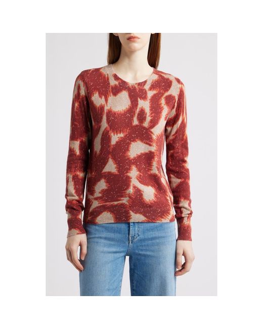 NIC+ZOE Red Abstract Animal Print Supersoft Sweater