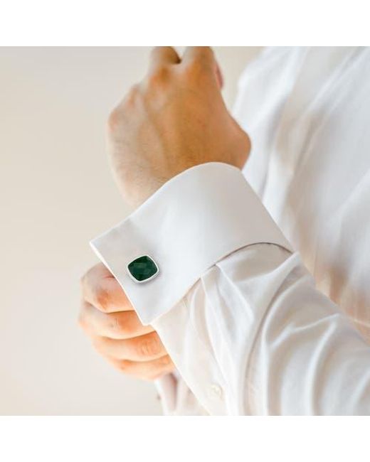 Link Up Green Square Faceted Stone Cufflinks for men