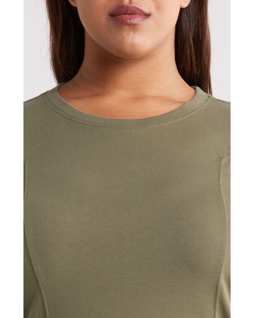 Treasure & Bond Green Seamed Cotton T-shirt Dress