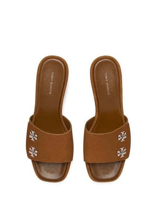 Tory Burch Brown T-Lock Wedge Sandal