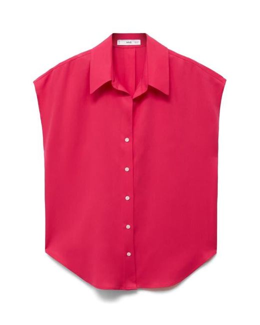 Mango Pink Cap Sleeve Button-Up Shirt
