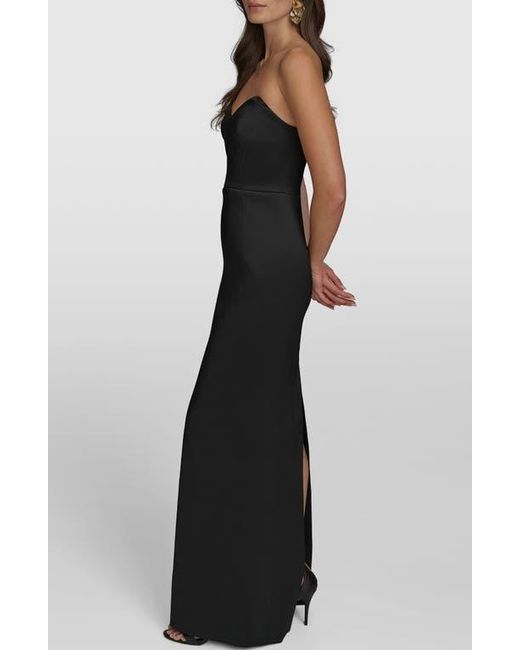 Donna Karan Black Strapless Satin Gown