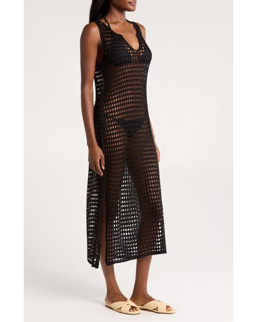 Nordstrom Black Open Stitch Cover-up Dress