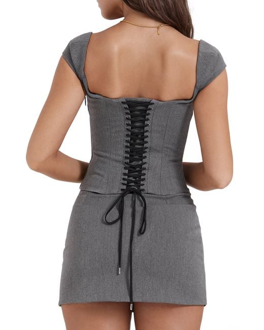 House Of Cb Gray Rowena Lace-up Back Corset Top