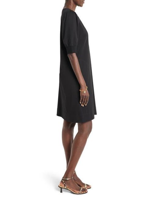 NIC+ZOE Black Henley Puff Sleeve Shift Dress