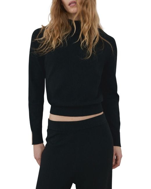 Mango Black Mock Neck Sweater