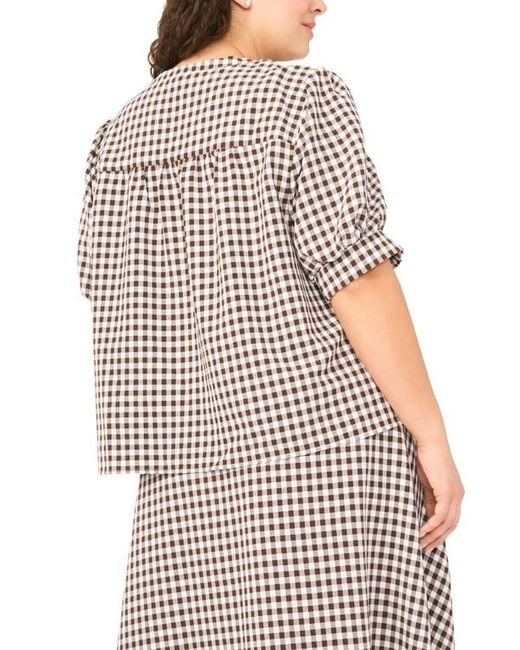Halogen® Multicolor Puff Sleeve Front Button Top