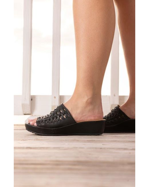 L'amour Des Pieds Black Cyra Platform Wedge Slide Sandal