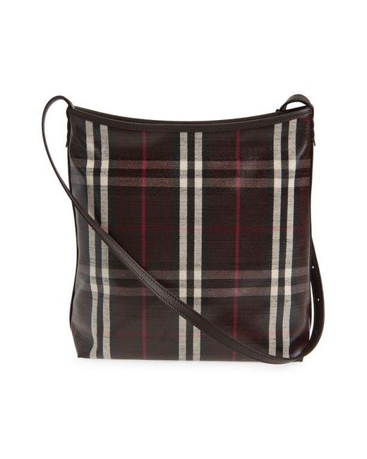 Burberry Brown Small Highlands Coated Canvas Crossbody Bag