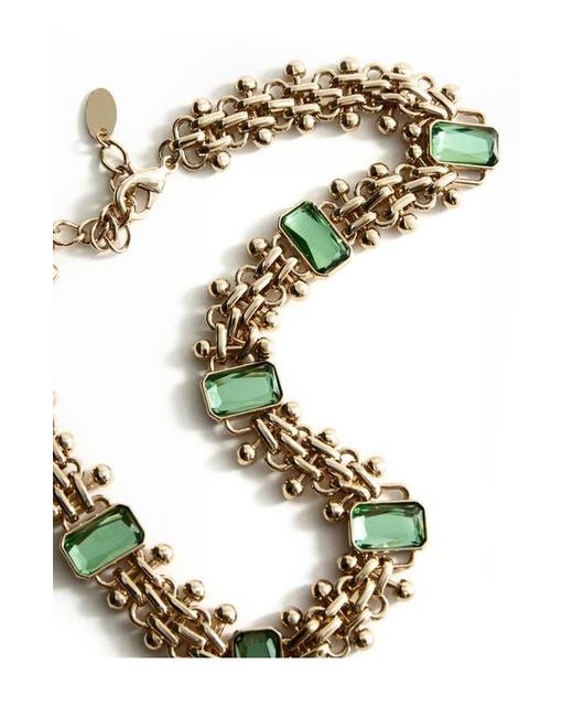 Mango Green Crystal Link Statement Necklace