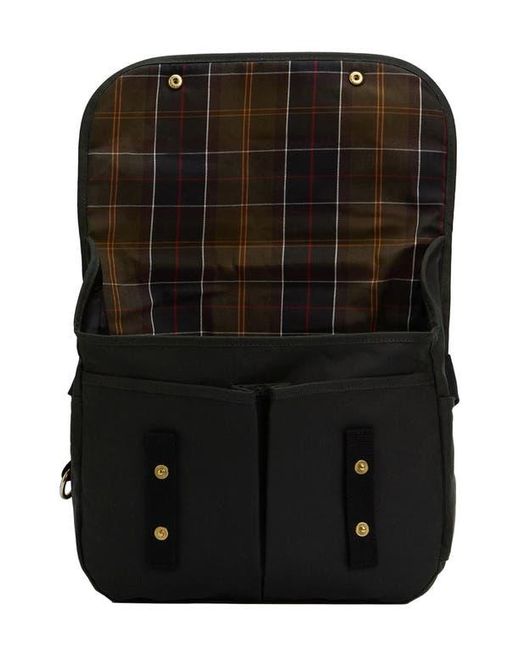 Barbour Black Field Riever Wax Cotton Crossbody Bag for men