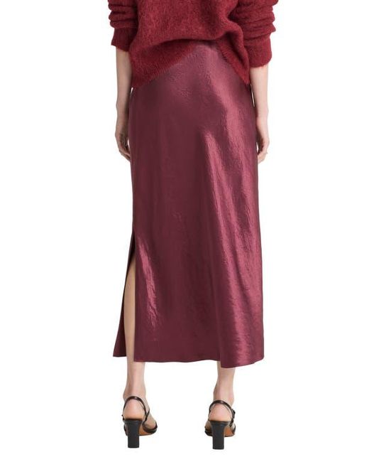 Vince Red Side Slit Matte Satin Slip Skirt