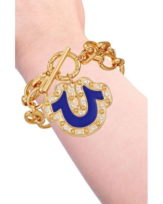 True Religion Blue Toggle Bracelet With Horseshoe Charm