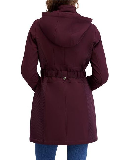 Kensie Red Soft Shelled Hooded Belted Zip-Up Coat