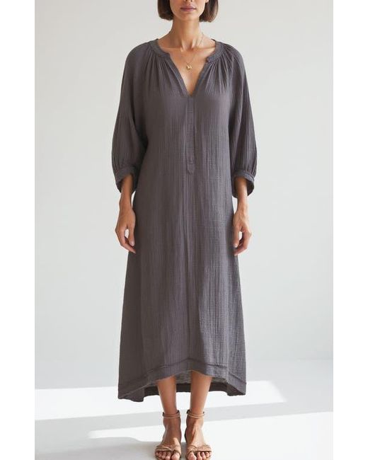 ocean + main Gray Gauze Dress With Pockets