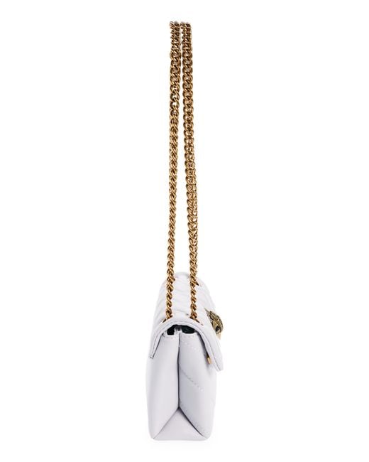 Kurt Geiger White Mini Kensington Quilted Leather Convertible Crossbody Bag