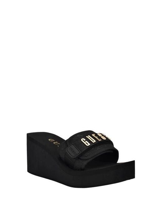 Guess Black Dellean Platform Wedge Sandal