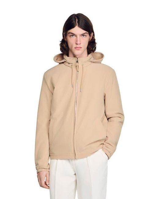 Sandro Natural Hooded Zip-Up Jacket for men