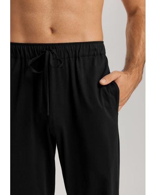 Hanro Black Night And Day Cotton Drawstring Pants for men