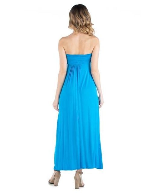 24seven Comfort Apparel Blue Maternity Sleeveless Empire Waist Maxi Dress