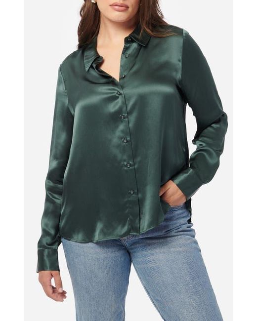 Cami NYC Green Crosby Silk Charmeuse Button-Up Shirt