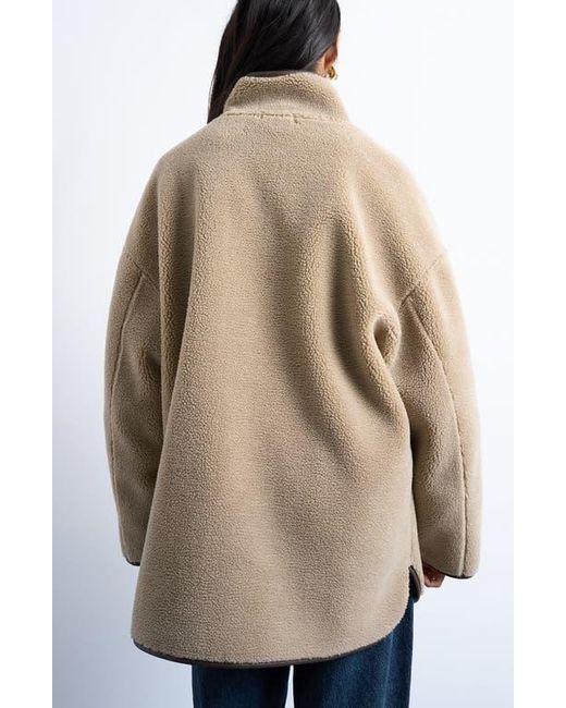 TOPSHOP Brown Longline Faux Shearling Jacket