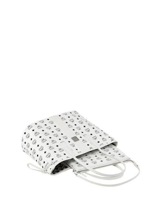 MCM White Medium Liz Reversible Shopper
