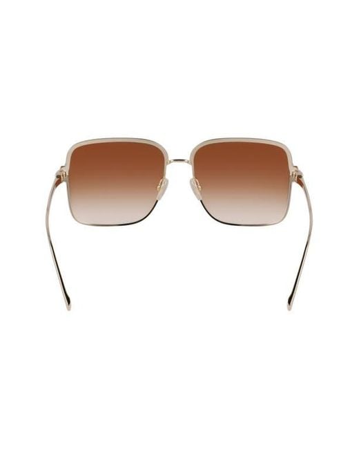 Ferragamo Brown Gancini 57Mm Modified Rectangular Sunglasses
