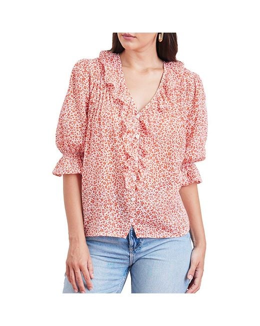 Paneros Clothing Red Chloe Cotton Ruffle Shirt