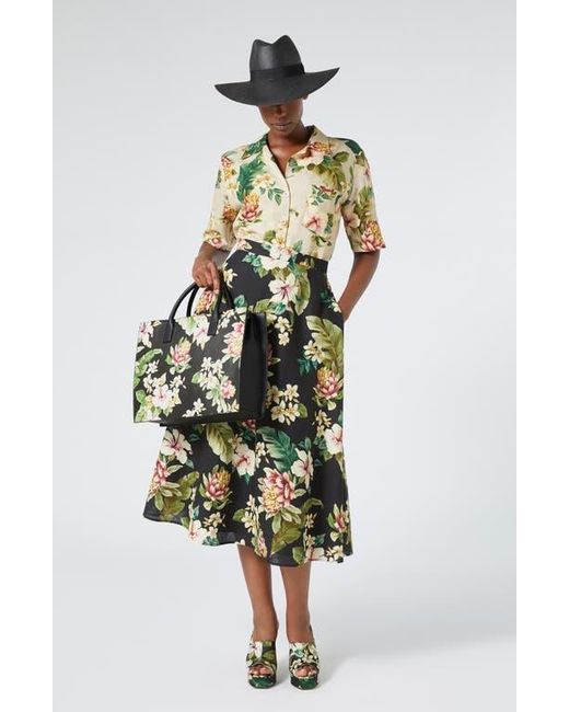 Marina Rinaldi Multicolor Brais Floral Linen & Cotton Button-Up Shirt