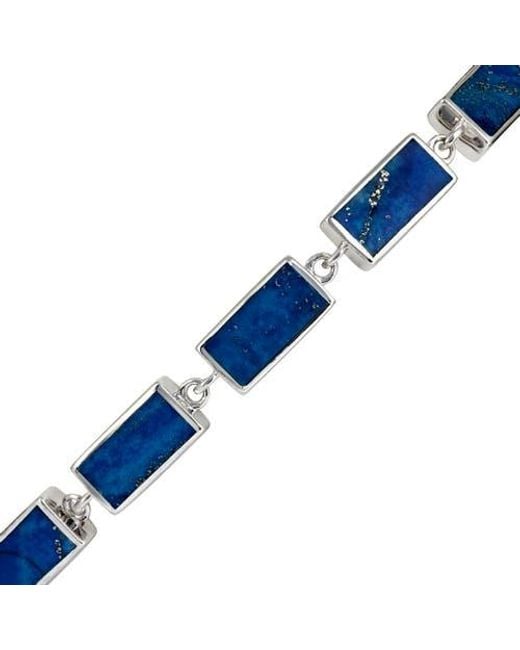 Jan Leslie Blue Dash Rectangle Link Bracelet for men