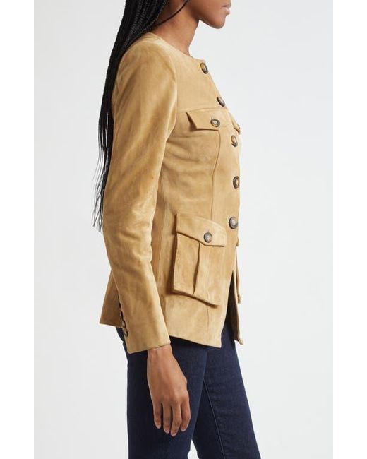Veronica Beard Blue Orrin Suede Cargo Jacket