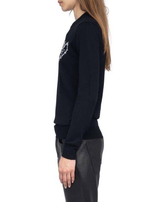 Zadig & Voltaire Black Kendy Heart Wool & Cashmere Sweater