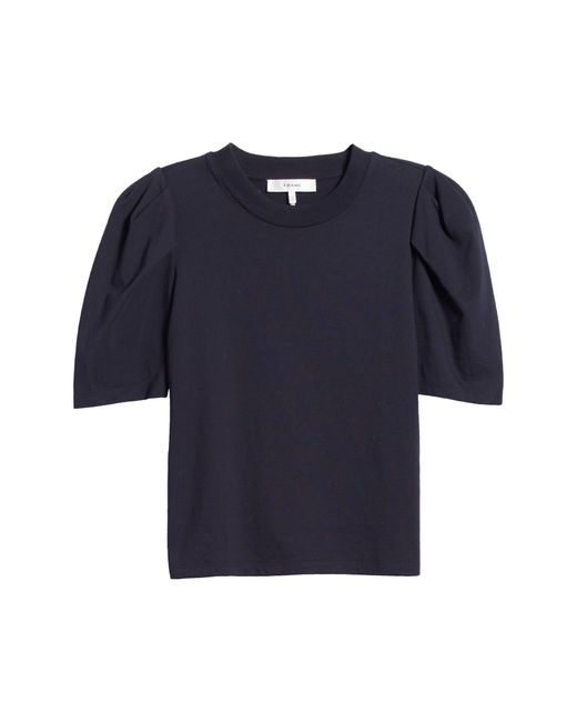 FRAME Blue Draped Short Sleeve Organic Cotton T-shirt