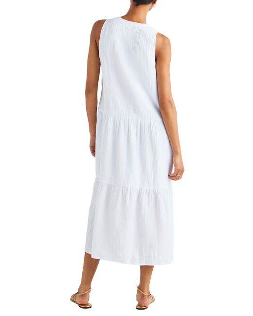 Splendid White Sleeveless Cotton Gauze Midi Dress