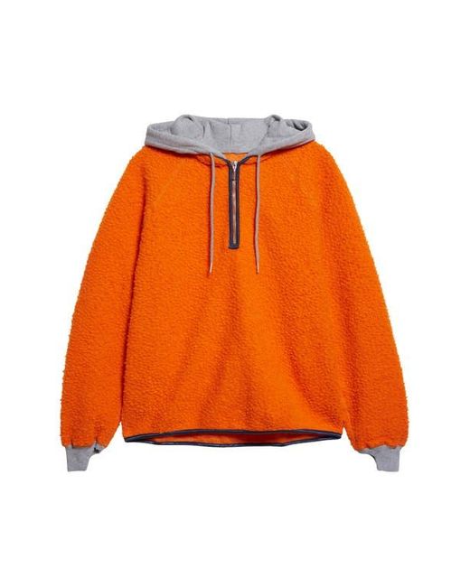 Stockholm Surfboard Club Orange Farm Colorblock Wool Blend Quarter Zip Hoodie for men