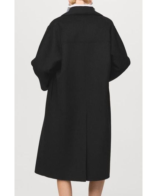 Mango Black Picarol Double Breasted Wool Blend Coat